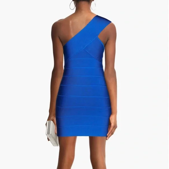 Blue Herve Leger One Shoulder Dress size Medium NWT - Picture 3 of 5
